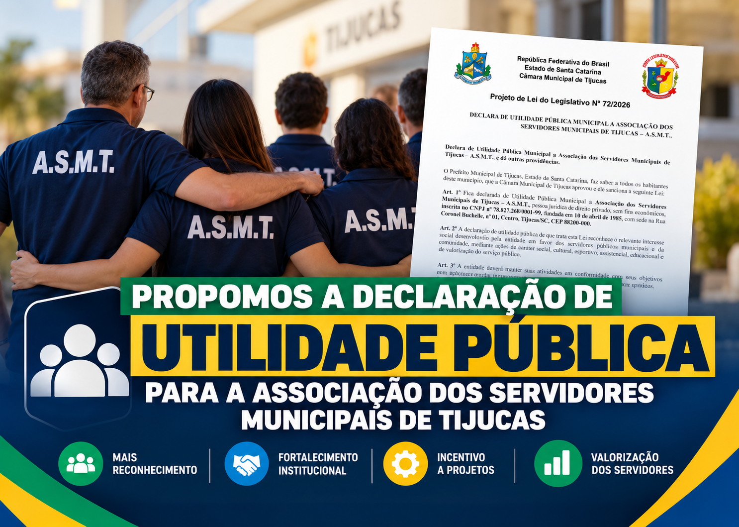 Propomos a declaração de utilidade pública para a Associação dos Servidores Municipais de Tijucas